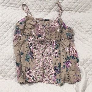 Torrid cotton beige floral tank top size 3
